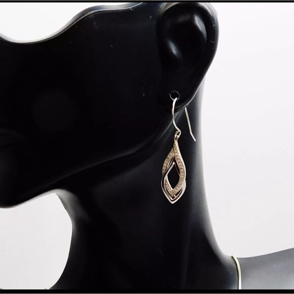 Contemporary Sterling Silver Diamond Accent Ribbon Jewelry 12.7g - Picture 1 of 5